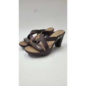 Crocs Cyprus IV Heel Sandals Women’s Sz 7 Espresso/Mushroom Shoes